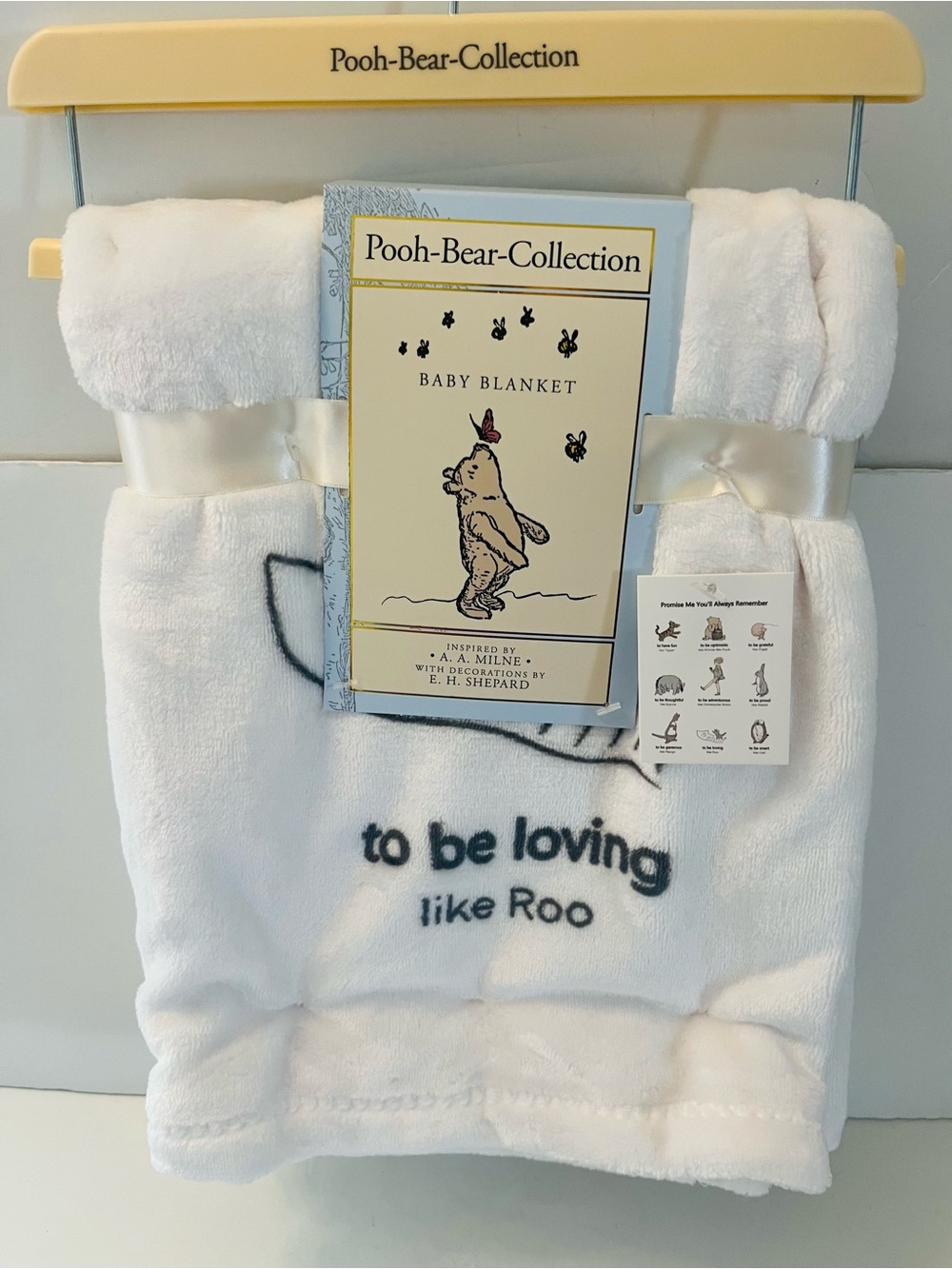 Winnie the Pooh Bear Collection White Baby Blanket Promise Christopher Robin Owl